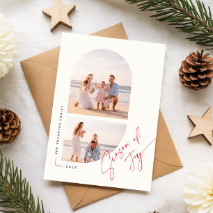 Cartão Postal De Festividades Moderno Natal Foto de Família Arco Clássico