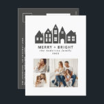 Cartão Postal De Festividades Moderno Natal Mínimo Casas Nórdicas 3 Photo Hol<br><div class="desc">Mínimo moderno Japão Natal Casas nórdicas na moda simples 3 cinza design de Natal</div>
