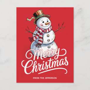 Cartão Postal De Festividades Moderno Trendy Personalizou Feliz Homem de Neve de