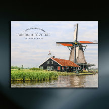 Moinho de vento Zaanse Schans Aquarela Patrimônio 