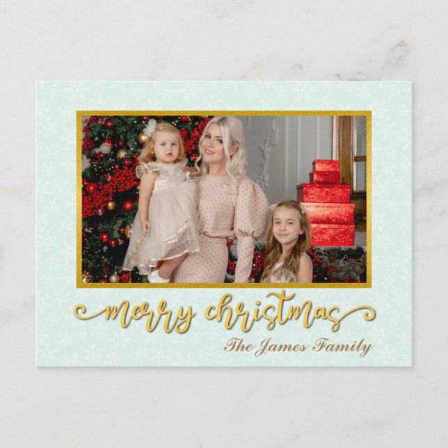 Cartão Postal De Festividades Moldura de Foto Personalizada Feliz Natal & Ano No (Frente)