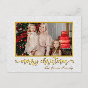Cartão Postal De Festividades Moldura de Foto Personalizada Feliz Natal & Ano No