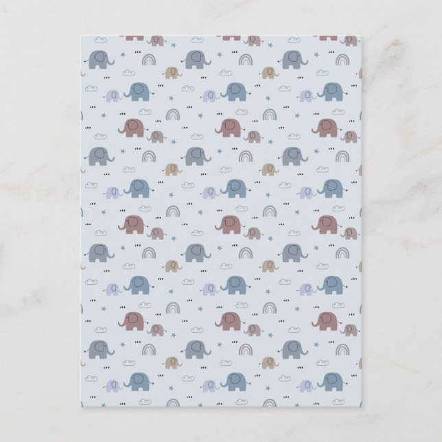 Cartão Postal De Festividades Mom & Baby Elephant Pattern Shower Curtain (Frente)