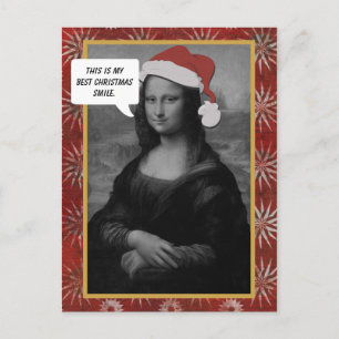 Cartão Postal De Festividades Mona Lisa Christmas Smile Anti Christmas Card