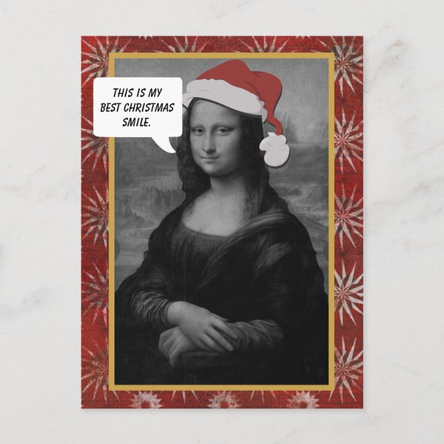 Cartão Postal De Festividades Mona Lisa Christmas Smile Anti Christmas Card (Frente)