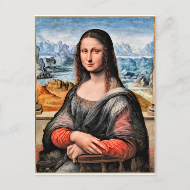 Cartão Postal De Festividades Mona Lisa, famosa pintura de Leonardo da Vinci (Frente)