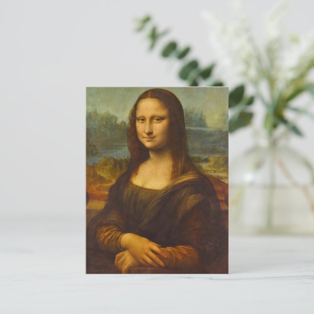 Cartão Postal De Festividades Mona Lisa, La Joconde por Leonardo da Vinci (Em pé/Frente)