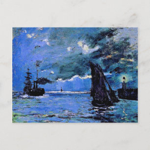 Cartão Postal De Festividades Monet - Seascape, Night Effect, famous artwork