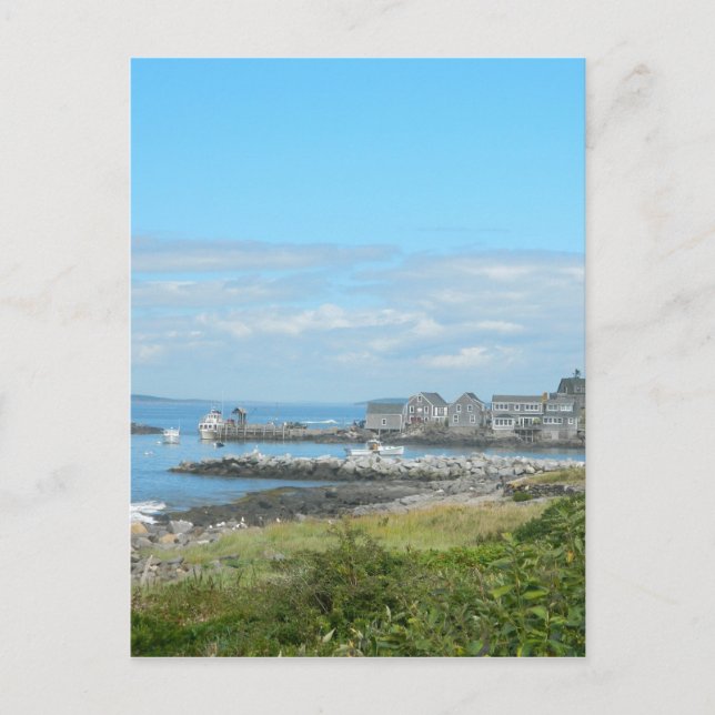 Cartão Postal De Festividades Monhegan Island Me Maine Village porto Atlântico (Frente)