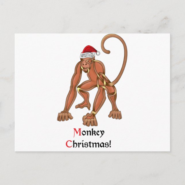 Cartão Postal De Festividades Monkey Christmas (Frente)