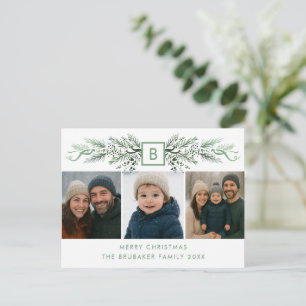 Cartão Postal De Festividades Monograma Moderno Elegante Orçamento de Natal com
