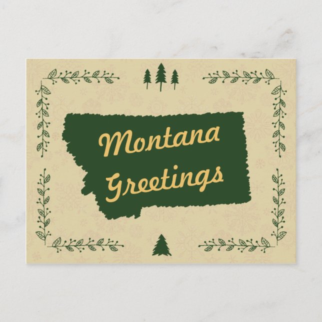 Cartão Postal De Festividades Montana State Christmas Holiday Greetings (Frente)