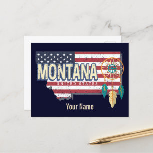 Cartão Postal De Festividades Montana United States Retro State Map Vintage EUA