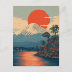 Cartão Postal De Festividades Monte Fuji Japão vintage