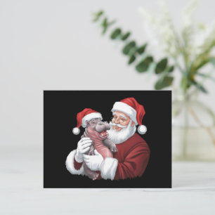 Cartão Postal De Festividades Moodeng Natal Engraçado Vintage Papai Noel