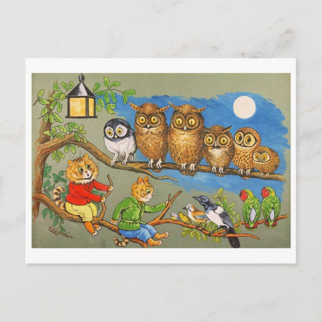 Cartão Postal De Festividades Moonlight Sonata Louis Wain (Frente)