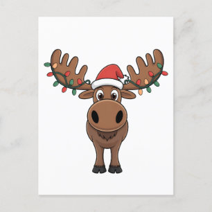 Cartão Postal De Festividades Moose da árvore de Natal Luz Engraçada Xmas Moose 