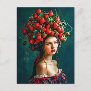 Cartão Postal De Festividades Morango Coroa Barroca
