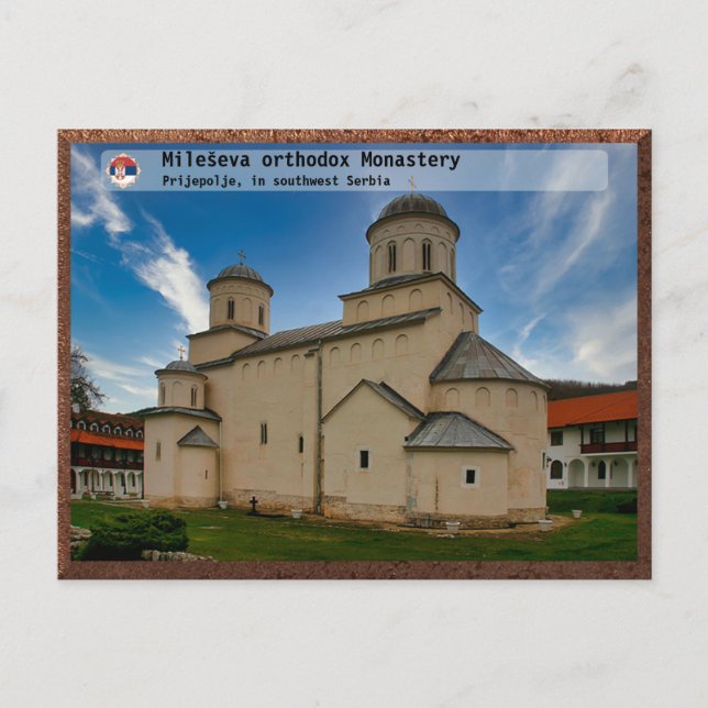 Cartão Postal De Festividades MOSTEIROS SÉRVIOS - Mosteiro ortodoxo de Mileševa (Frente)