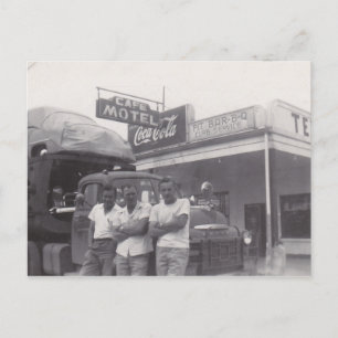 Cartão Postal De Festividades Motel do Truck Driver Cafe com Sinal Bar-b-cue Ret