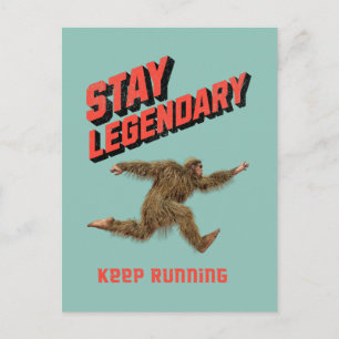 Cartão Postal De Festividades Motivação Divertida de Bigfoot Correndo