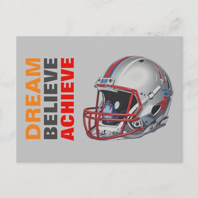 Cartão Postal De Festividades Motivational Dream Believe Achieve Football (Frente)