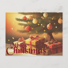 Cartão Postal De Festividades Motivo de Natal, com Presentes sob a Árvore de Nat