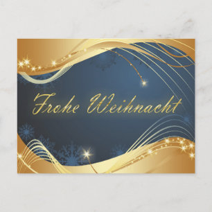 Cartão Postal De Festividades Motivo de Natal ouro com fundo azul...