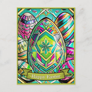 Cartão Postal De Festividades Motivo de Páscoa Desenho Colorido com Ovos de Pásc