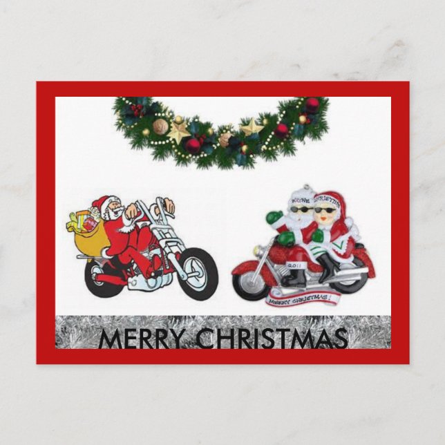 Cartão Postal De Festividades Motociclos Merry Christmas — cartão de posto (Frente)