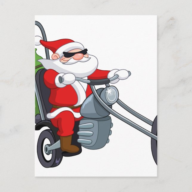 Cartão Postal De Festividades motorcycle biker santa claus (Frente)