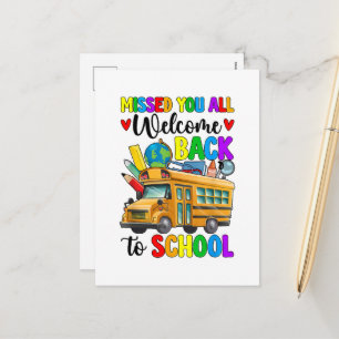 Cartão Postal De Festividades Motorista de Ônibus de Volta às Aulas no Primeiro