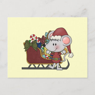 Cartão Postal De Festividades Mouse de papais noeis com trenó