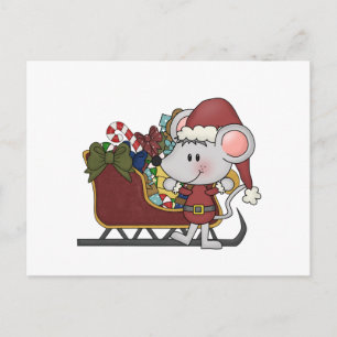 Cartão Postal De Festividades Mouse de papais noeis com trenó