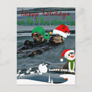 Cartão Postal De Festividades Mr & Mrs Otterly Claus Holiday Gift