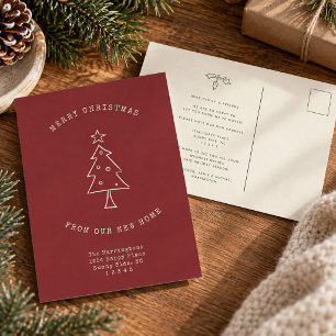 Cartão Postal De Festividades Mudança de Endereço Moderna Simples Árvore de Nata
