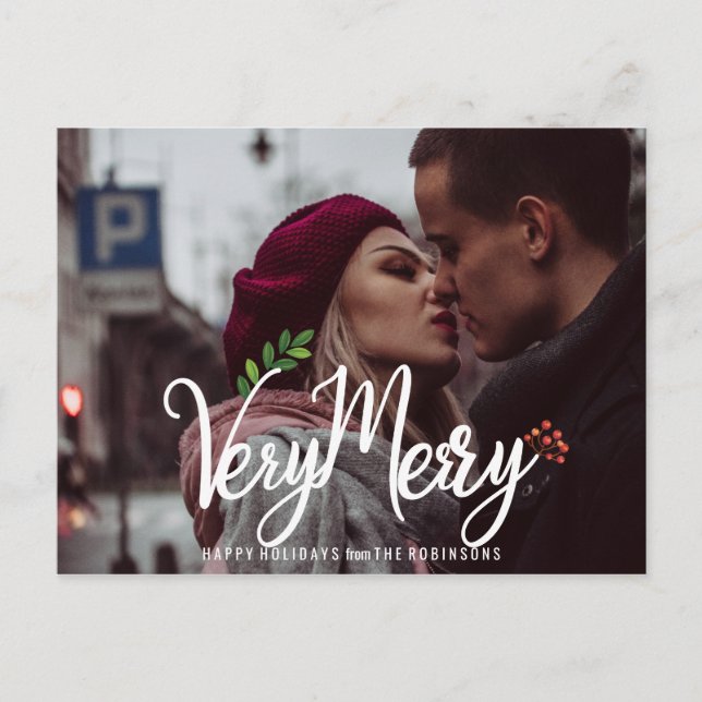 Cartão Postal De Festividades Muito Feliz Feriado elegante (Frente)