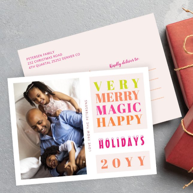 Cartão Postal De Festividades Muito feliz Natal feriado grande tipografia (Criador carregado)