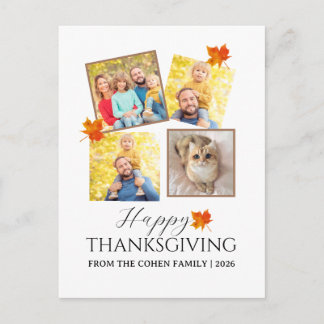 Cartão Postal De Festividades Muito Grato | Foto de família de ação de graças de