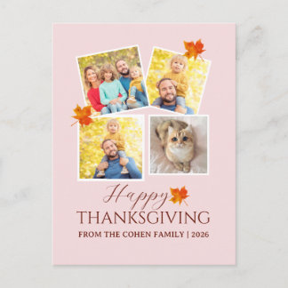 Cartão Postal De Festividades Muito Grato | Foto de família de ação de graças de