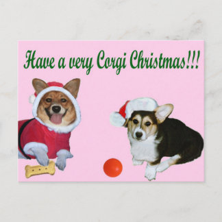 Cartão Postal De Festividades Muito Natal M do Corgi & cartão cor-de-rosa de G