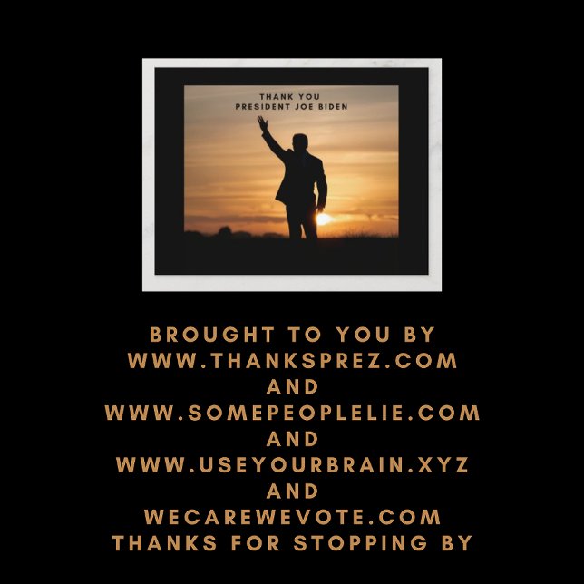 Cartão Postal De Festividades Muito obrigado, Senhor Presidente Joe Biden (Criador carregado)