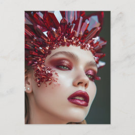Cartão Postal De Festividades Mulher de Máscara de Cristal Adornada com Cristais