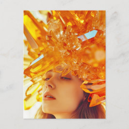 Cartão Postal De Festividades Mulher de Máscara de Cristal Adornada com Topázio 