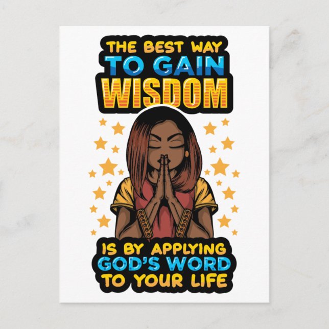 Cartão Postal De Festividades Mulher negra rezando guerreira a Deus (Frente)