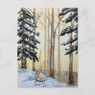 Cartão Postal De Festividades Mundo Mágico da Floresta de Inverno