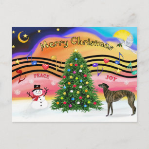 Cartão Postal De Festividades Música de Natal 2 - Greyhound (brindle 8)