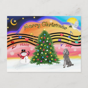 Cartão Postal De Festividades Música Natal 2 - Poodle (Padrão Silver)