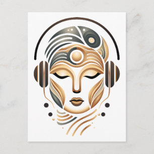 Cartão Postal De Festividades Música Zen Minimalista Deusa Geométrica Abstrata