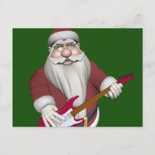 Cartão Postal De Festividades Musical Santa Claus With Red Electric Guitar